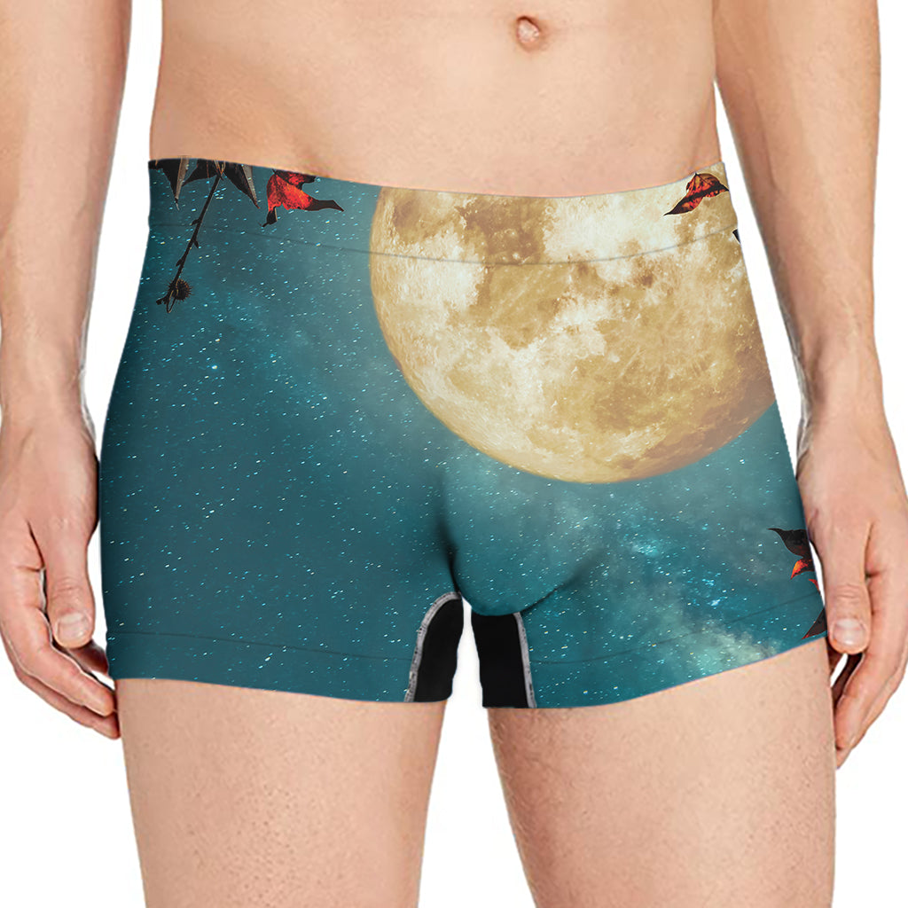 Autumn Full Moon Print Men's Boxer Briefs