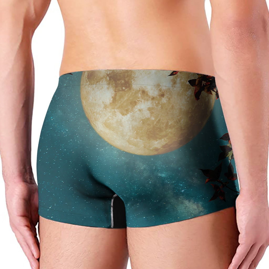 Autumn Full Moon Print Men's Boxer Briefs