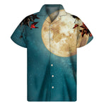 Autumn Full Moon Print Men's Short Sleeve Shirt