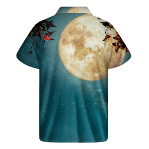 Autumn Full Moon Print Men's Short Sleeve Shirt