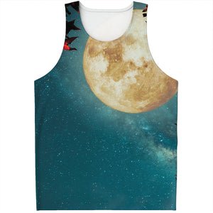 Autumn Full Moon Print Men's Tank Top