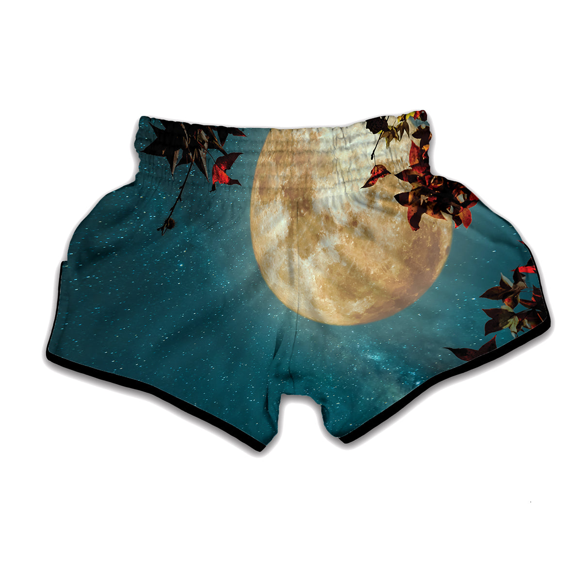 Autumn Full Moon Print Muay Thai Boxing Shorts