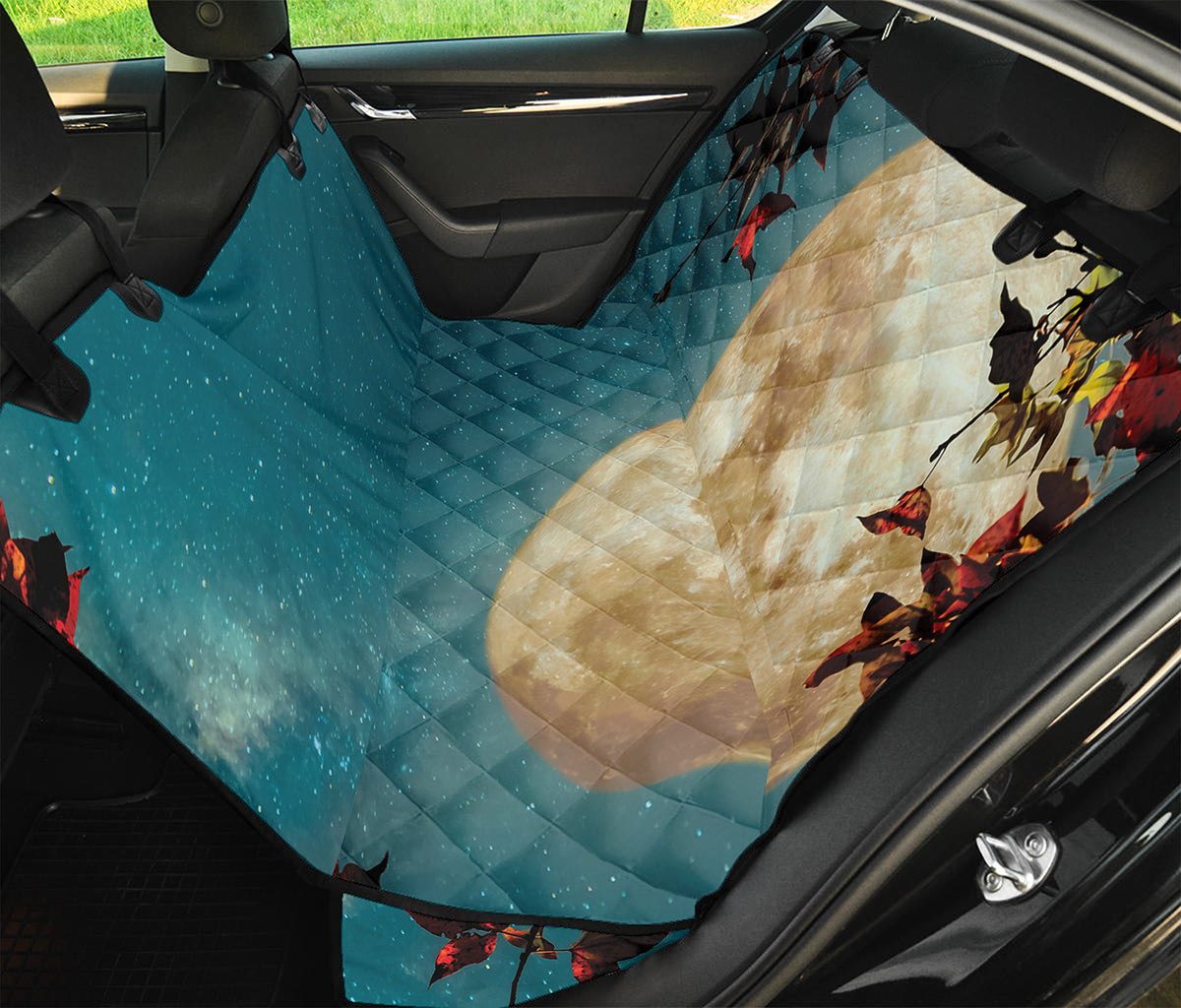 Autumn Full Moon Print Pet Car Back Seat Cover