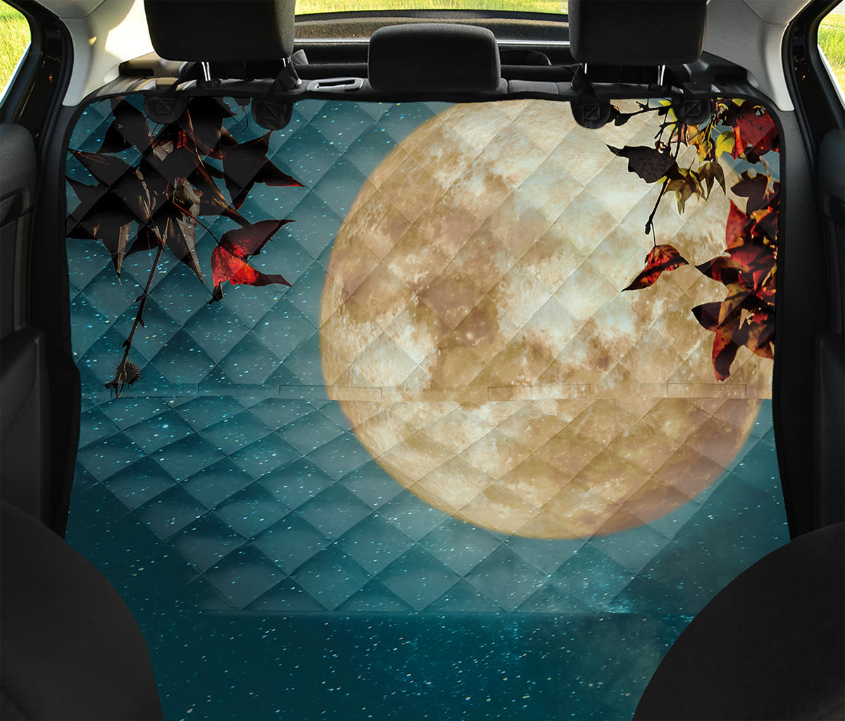 Autumn Full Moon Print Pet Car Back Seat Cover