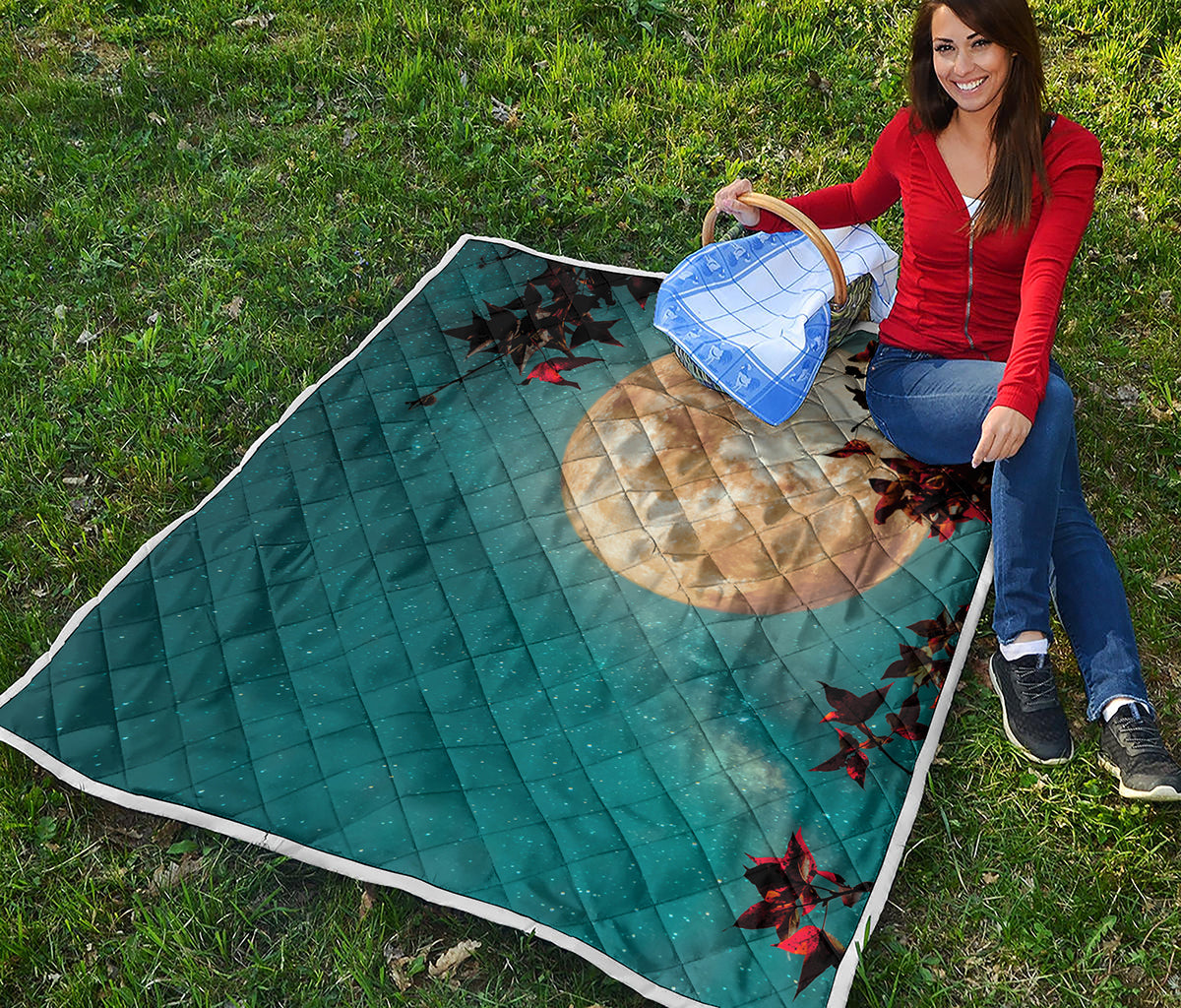 Autumn Full Moon Print Quilt