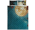 Autumn Full Moon Print Quilt Bed Set