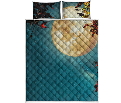Autumn Full Moon Print Quilt Bed Set