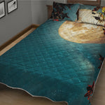 Autumn Full Moon Print Quilt Bed Set