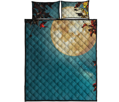 Autumn Full Moon Print Quilt Bed Set