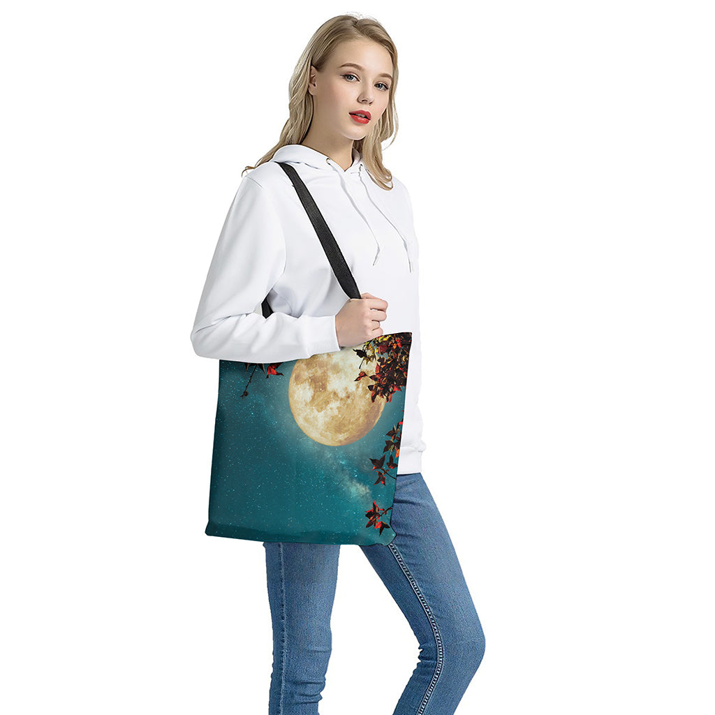 Autumn Full Moon Print Tote Bag