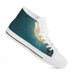 Autumn Full Moon Print White High Top Shoes