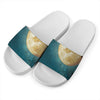 Autumn Full Moon Print White Slide Sandals