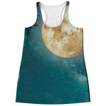 Autumn Full Moon Print Women's Racerback Tank Top