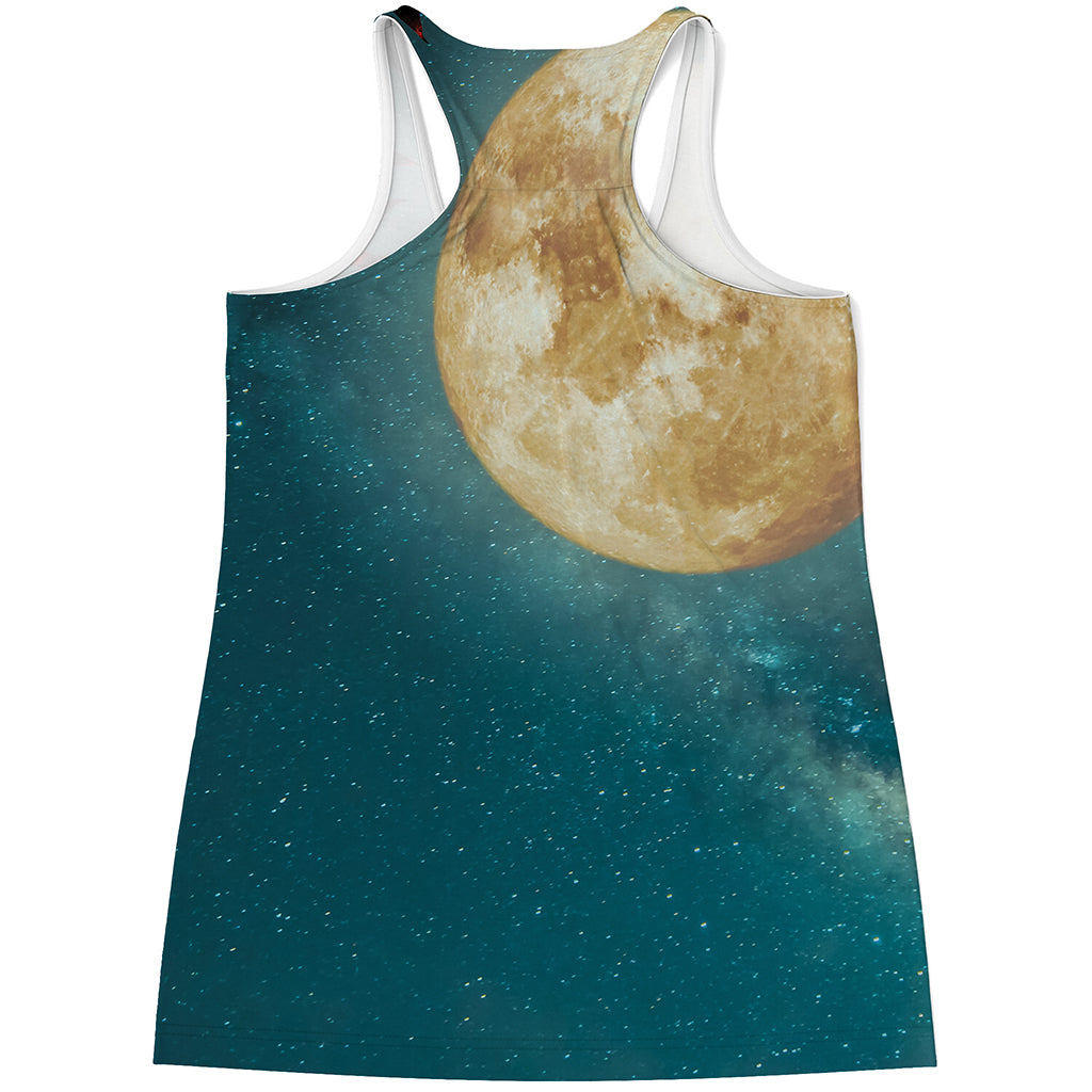 Autumn Full Moon Print Women's Racerback Tank Top