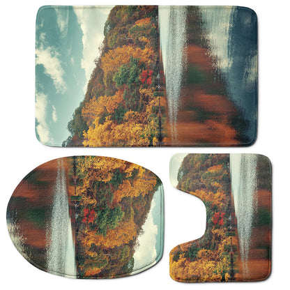 Autumn Lake Print 3 Piece Bath Mat Set