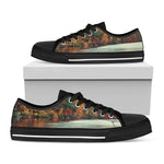 Autumn Lake Print Black Low Top Shoes