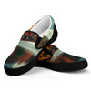 Autumn Lake Print Black Slip On Shoes