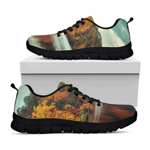 Autumn Lake Print Black Sneakers