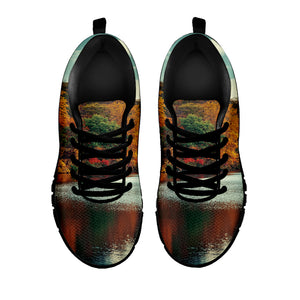 Autumn Lake Print Black Sneakers