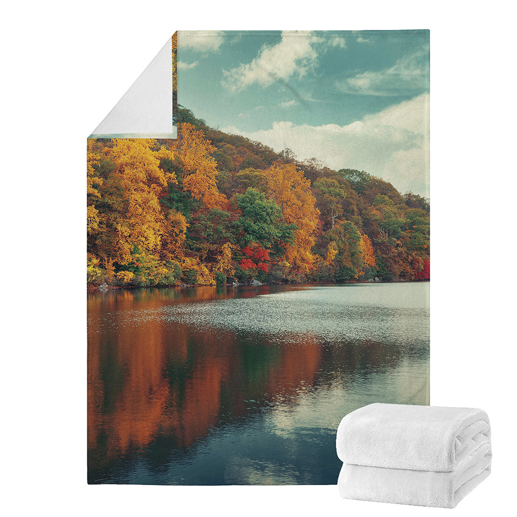 Autumn Lake Print Blanket