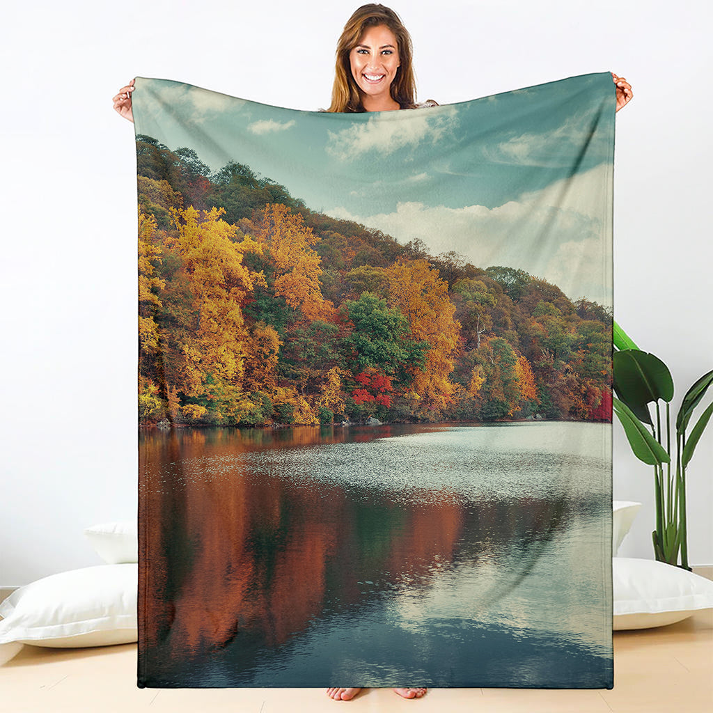 Autumn Lake Print Blanket