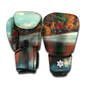 Autumn Lake Print Boxing Gloves