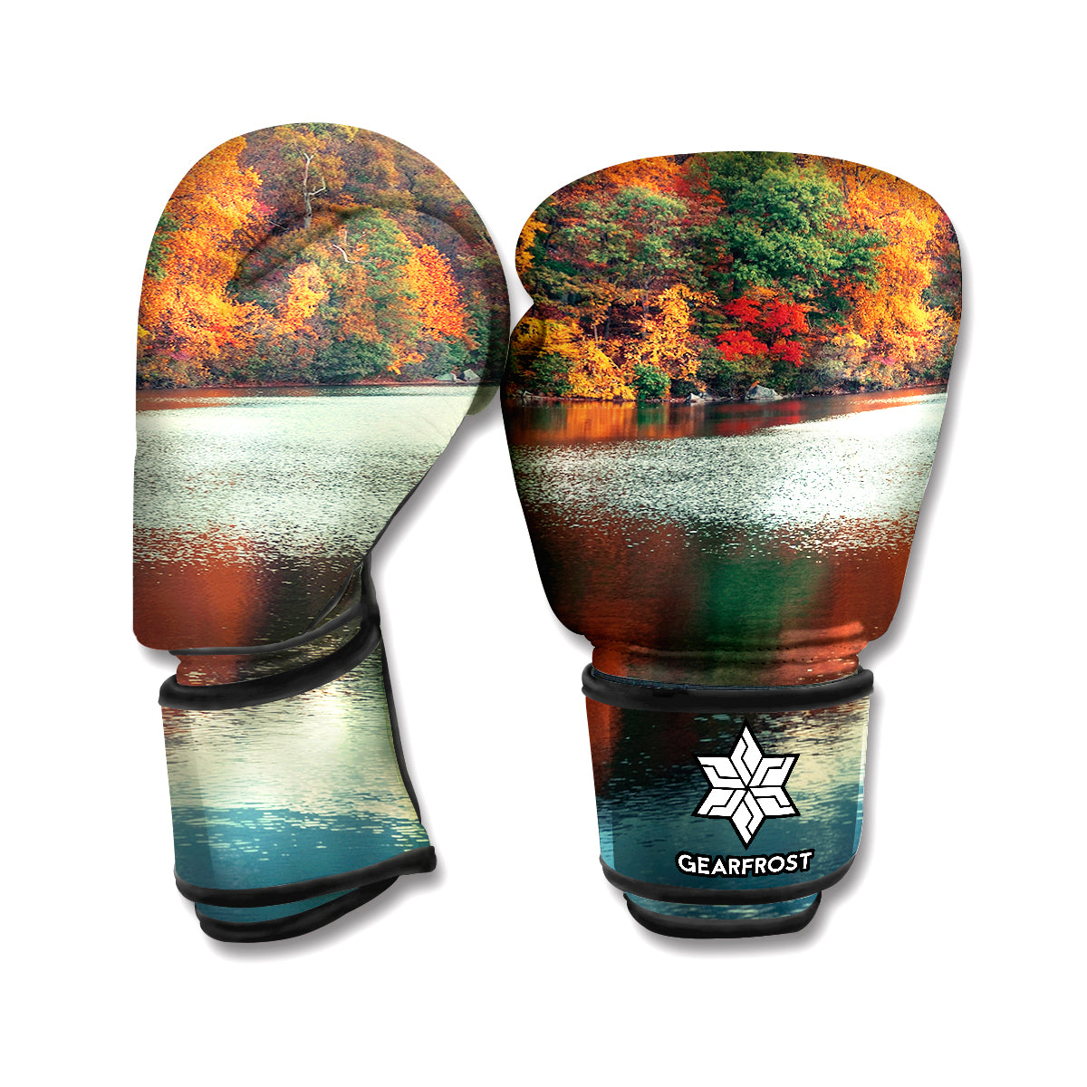 Autumn Lake Print Boxing Gloves