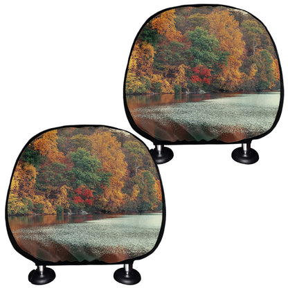 Autumn Lake Print Car Headrest Covers