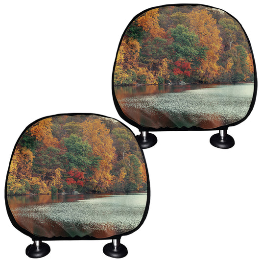 Autumn Lake Print Car Headrest Covers