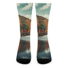 Autumn Lake Print Crew Socks