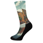 Autumn Lake Print Crew Socks