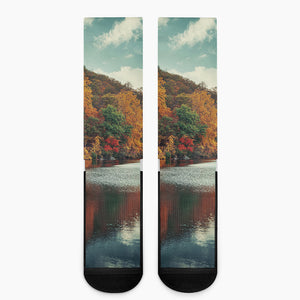 Autumn Lake Print Crew Socks