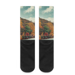 Autumn Lake Print Crew Socks