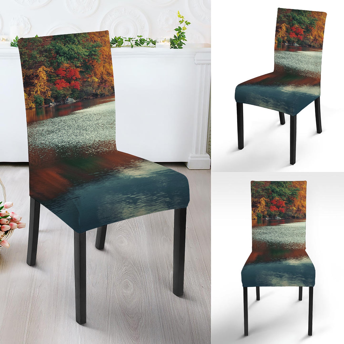 Autumn Lake Print Dining Chair Slipcover