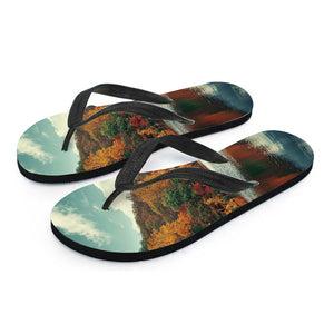 Autumn Lake Print Flip Flops