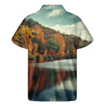 Autumn Lake Print Men's Short Sleeve Shirt