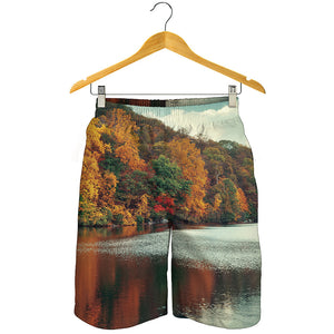 Autumn Lake Print Men's Shorts