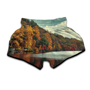 Autumn Lake Print Muay Thai Boxing Shorts