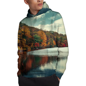 Autumn Lake Print Pullover Hoodie