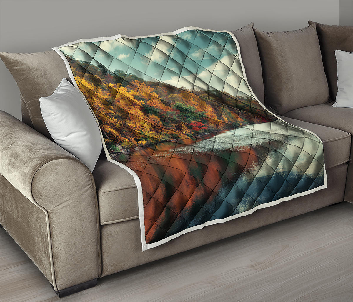 Autumn Lake Print Quilt