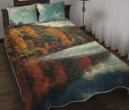 Autumn Lake Print Quilt Bed Set