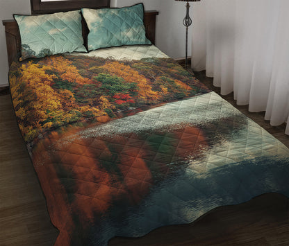 Autumn Lake Print Quilt Bed Set