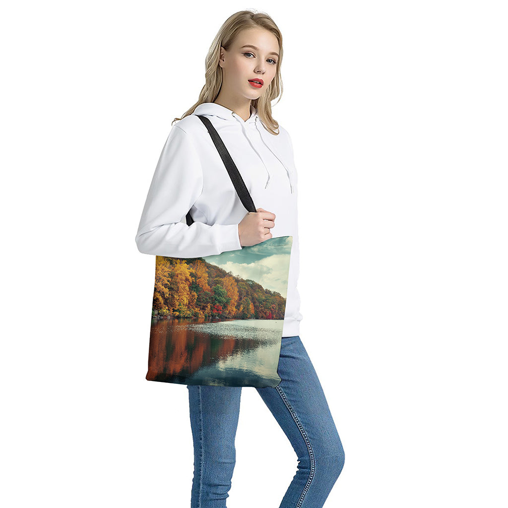 Autumn Lake Print Tote Bag