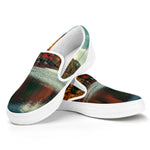 Autumn Lake Print White Slip On Shoes