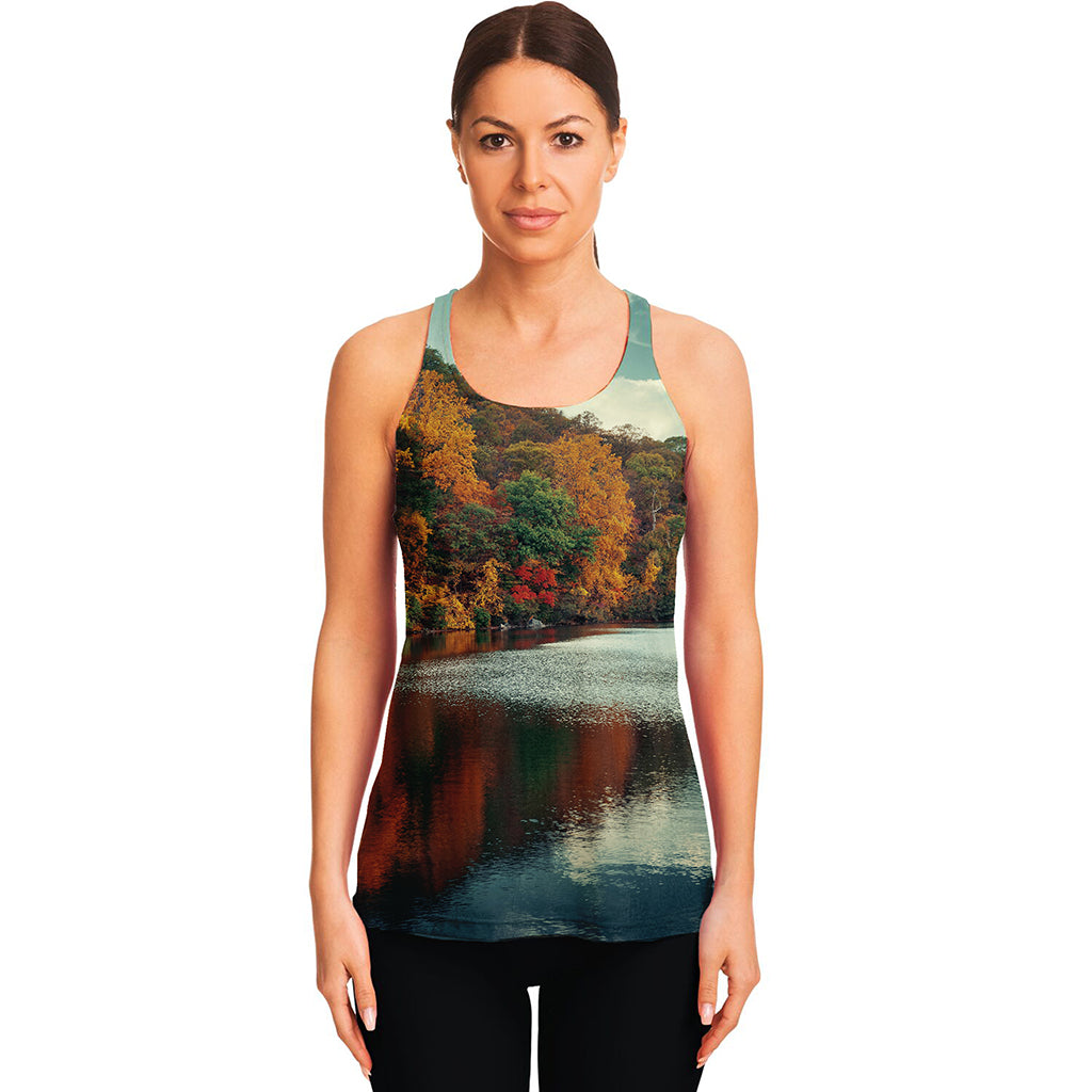 Autumn Lake Print Women's Racerback Tank Top