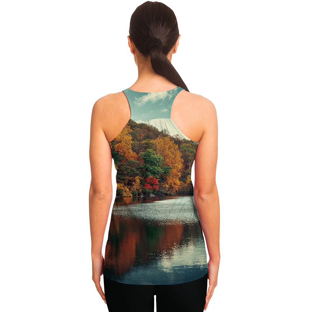 Autumn Lake Print Women's Racerback Tank Top