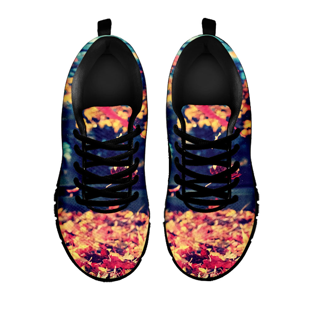 Autumn Leaves Print Black Sneakers