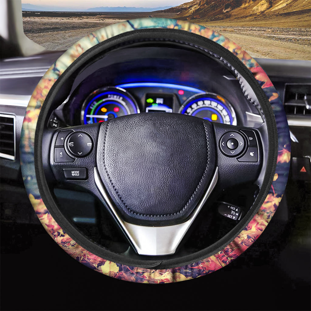 Autumn Leaves Print Car Steering Wheel Cover