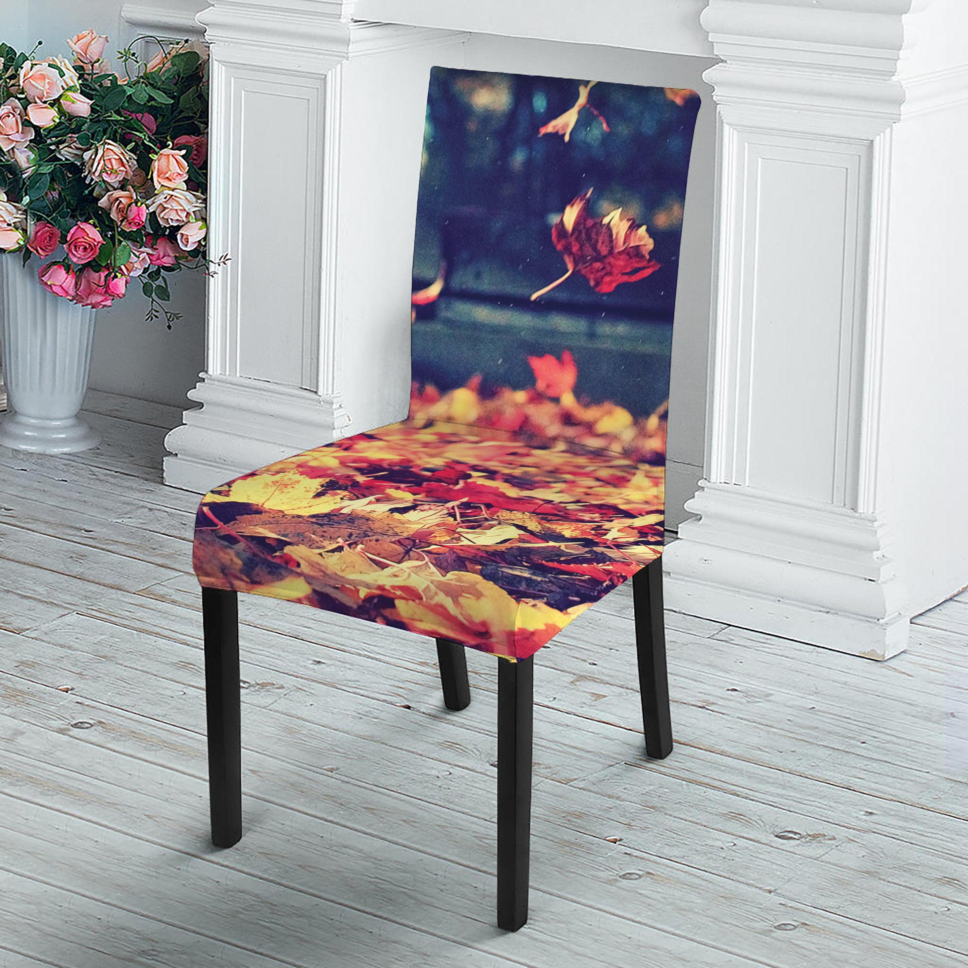 Autumn Leaves Print Dining Chair Slipcover