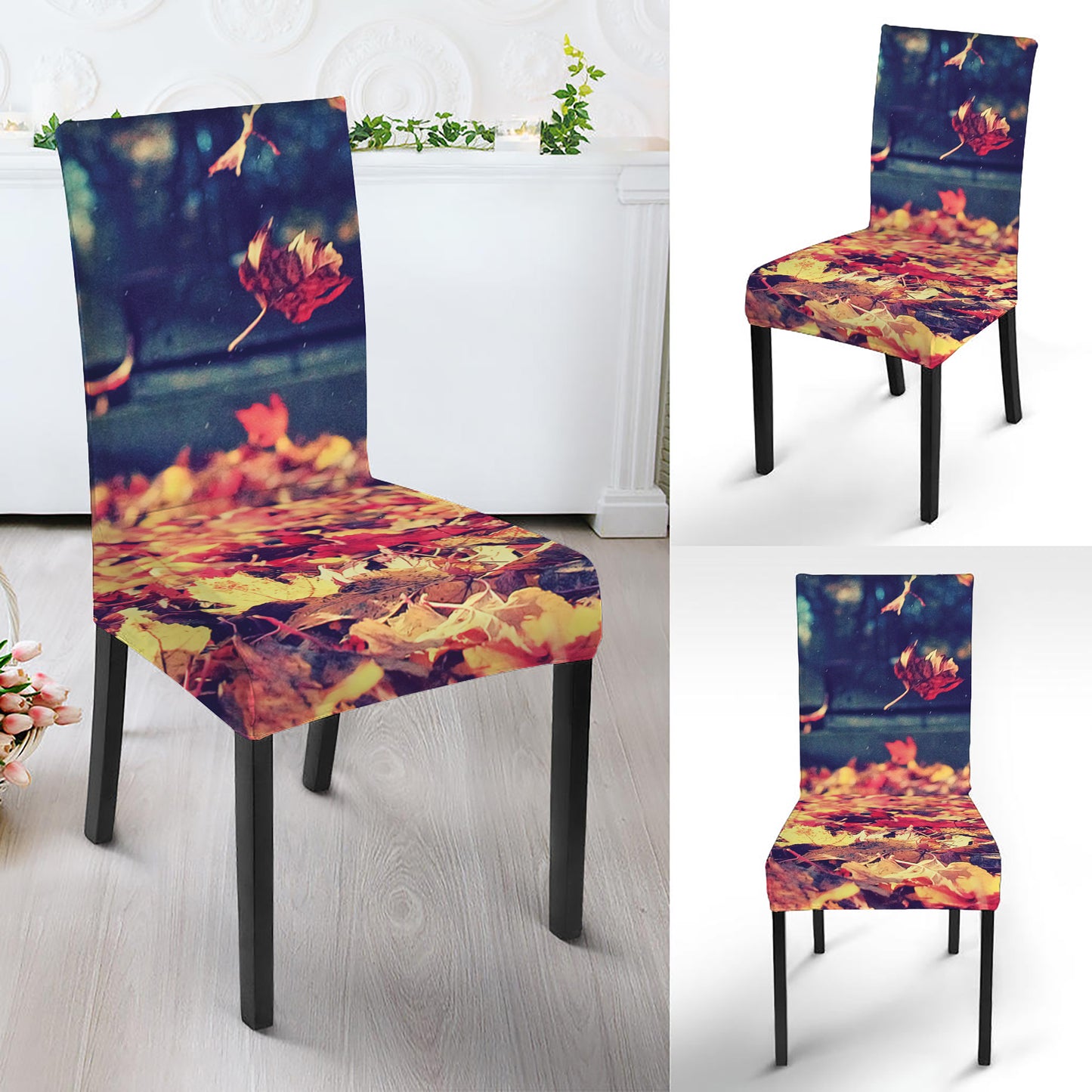 Autumn Leaves Print Dining Chair Slipcover